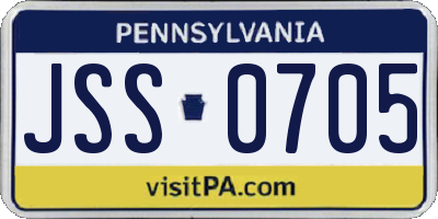 PA license plate JSS0705
