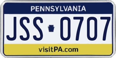 PA license plate JSS0707