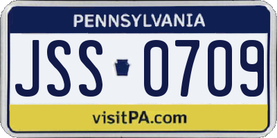 PA license plate JSS0709