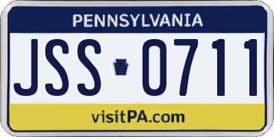 PA license plate JSS0711