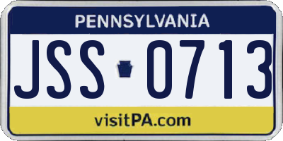 PA license plate JSS0713