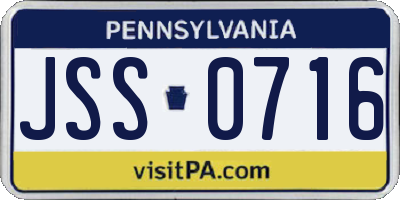 PA license plate JSS0716