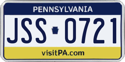 PA license plate JSS0721