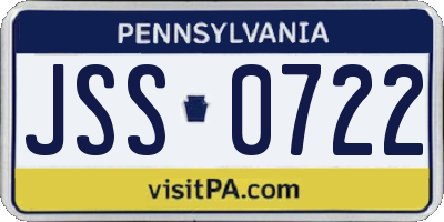 PA license plate JSS0722
