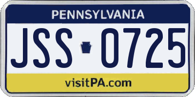 PA license plate JSS0725