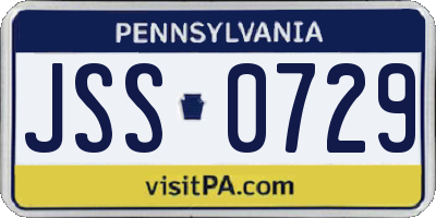 PA license plate JSS0729