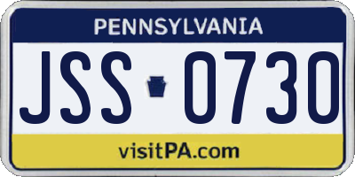 PA license plate JSS0730