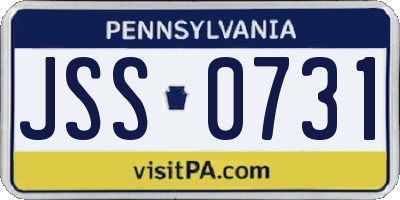 PA license plate JSS0731