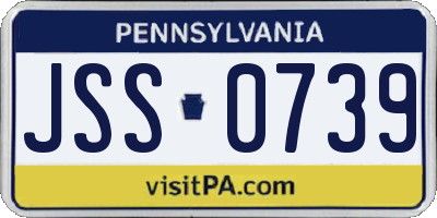 PA license plate JSS0739