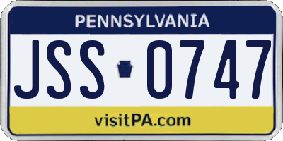 PA license plate JSS0747