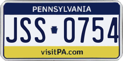 PA license plate JSS0754