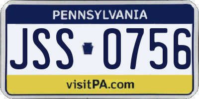 PA license plate JSS0756