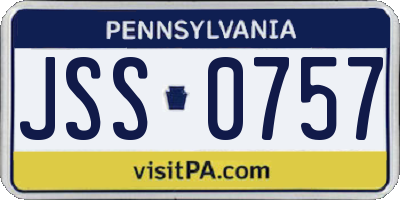 PA license plate JSS0757
