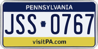 PA license plate JSS0767