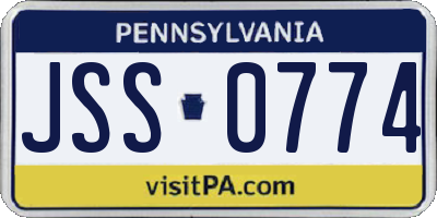 PA license plate JSS0774