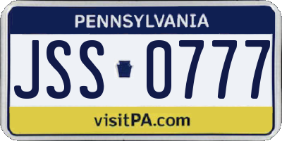 PA license plate JSS0777