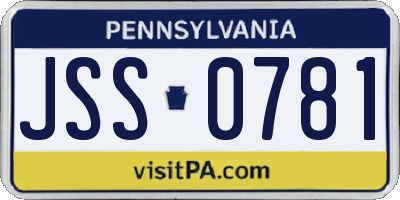 PA license plate JSS0781