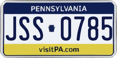 PA license plate JSS0785