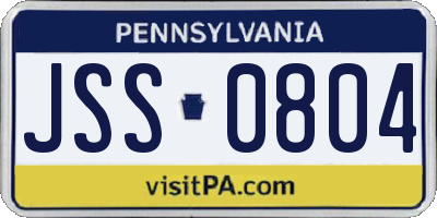 PA license plate JSS0804