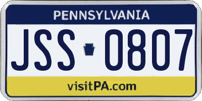 PA license plate JSS0807
