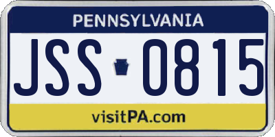 PA license plate JSS0815