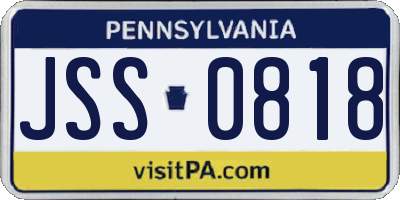 PA license plate JSS0818
