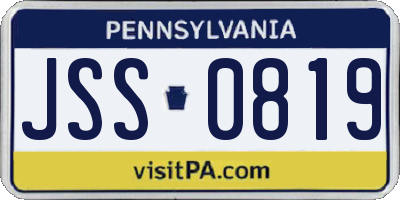 PA license plate JSS0819