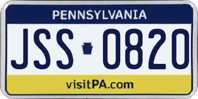 PA license plate JSS0820