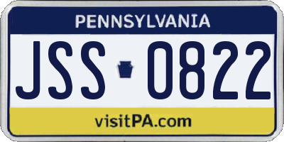 PA license plate JSS0822