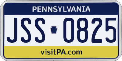 PA license plate JSS0825