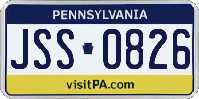 PA license plate JSS0826