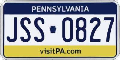 PA license plate JSS0827
