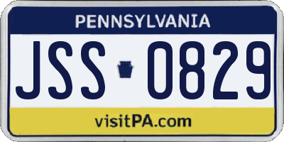 PA license plate JSS0829