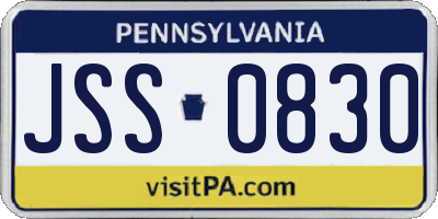 PA license plate JSS0830