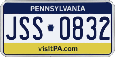 PA license plate JSS0832