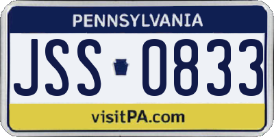 PA license plate JSS0833