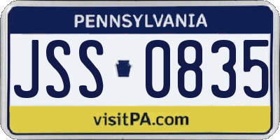 PA license plate JSS0835