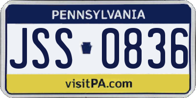 PA license plate JSS0836