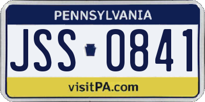 PA license plate JSS0841