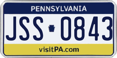 PA license plate JSS0843