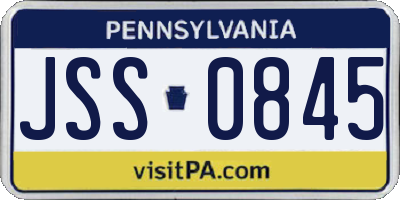 PA license plate JSS0845