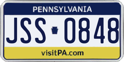 PA license plate JSS0848
