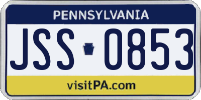 PA license plate JSS0853
