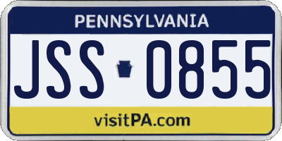 PA license plate JSS0855