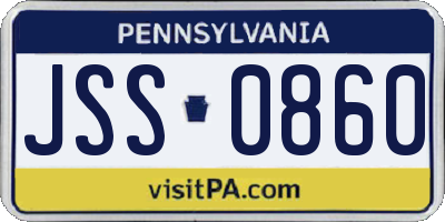 PA license plate JSS0860