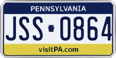PA license plate JSS0864