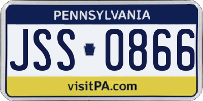 PA license plate JSS0866