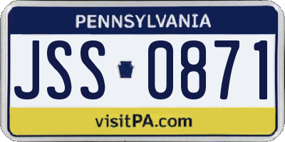 PA license plate JSS0871