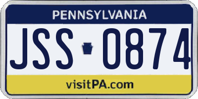 PA license plate JSS0874