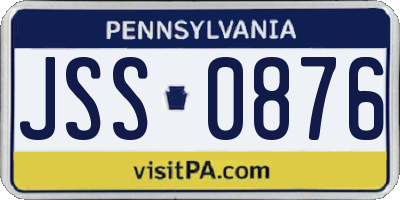 PA license plate JSS0876